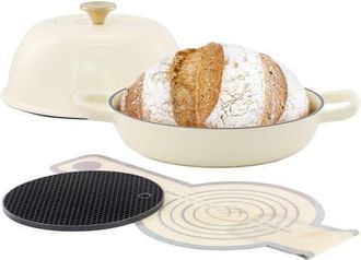 MegaChef 6 Quart Enameled Cast Iron Bread Pot with Baking Mat in White at Nordstrom