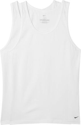 Nike Nike Mens All Day Cotton Stretch Tank Undershirts (2-Pack), White, XL