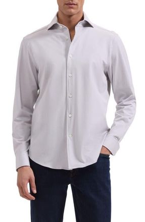 Bugatchi Devon OoohCotton Button-Up Shirt in Platinum at Nordstrom, Size Xxx-Large