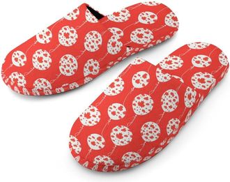 Generic Balloons with Maple Canada Flag Mens Cotton Slippers Memory Foam Comfort House Shoes Winter Indoor Slipper for Hotel Casa Spa