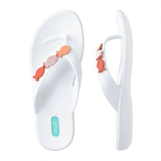 Oka-B Women Bodie Flip Flops In Salt/guava