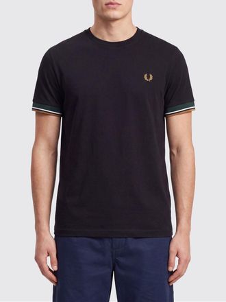 Fred Perry T-shirt girocollo in cotone con logo a contrasto ricamato sul petto