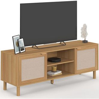IDMarket Mobile TV ROBIN 140 cm a 2 ante effetto lino e legno