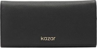 Kazar Zwarte leren portemonnee met klep - Dames - Portefeuilles - Zwart - ONE Size - Leer - Accessoires