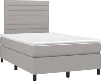 vidaXL Vidaxl - Cama Box Spring Con Colch&oacute;n Tela Y Led Gris Claro 120x200 Cm