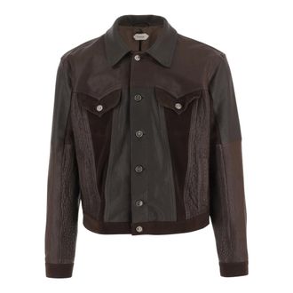 Versace Leather Blouson - male - Versace - Light Jackets - Brown - L - Jackets