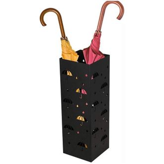 OEM Parag&uuml;ero Cuadrado De Metal Con Ganchos Y Bandeja De Goteo Extra&iacute;ble, Dise&ntilde;o Calado, Para Entrada, Hogar Y Oficina, Color Negro