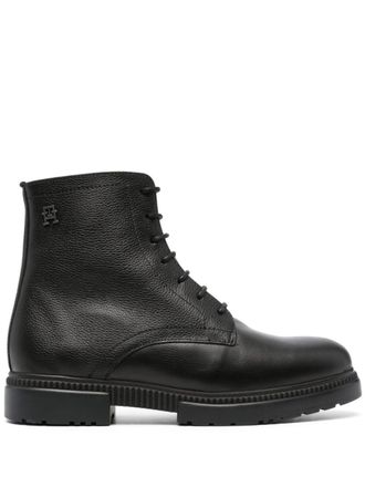 Tommy Hilfiger lace-up leather boots - Black