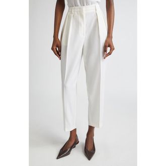 Altuzarra Emmett Pleated Merino Wool Tapered Leg Pants in Ivory at Nordstrom, Size 10 Us