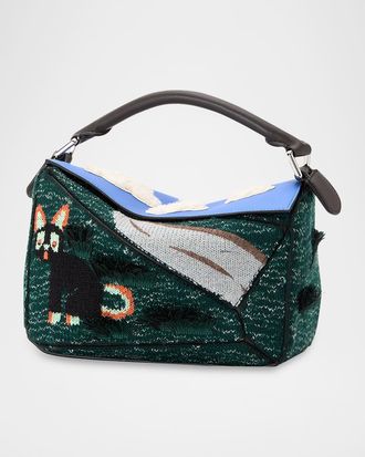 Loewe x Louis Wain Puzzle Futurist Cats Knit Crossbody Bag