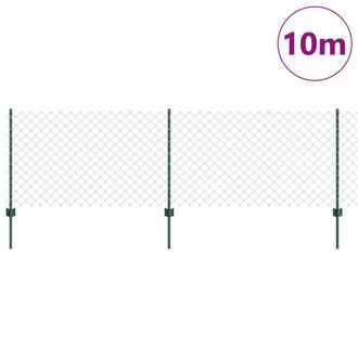 Berkfield Home Modern Chain Link Fence with 10 U Posts Green 0.8x10 m Steel