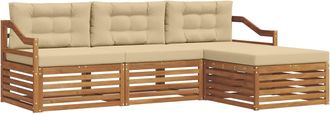 vidaXL Conjunto De Sof&aacute;s De Exterior 4 Uds. Natural Y Beige Vidaxl