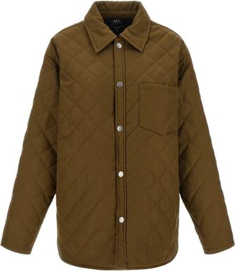 A.P.C. Georges Quilted Jacket - Dames - Zomerjassen - Groen - M - Katoen - Jassen