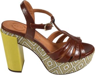 Chie Mihara Gele Haksandalen - Dames - Sandalen met hakken - Bruin - 40 EU - Schoenen