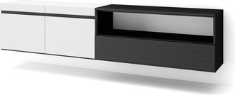 Skraut Home Skraut Home - Mueble Tv, Televisi&oacute;n, Muebles De Sal&oacute;n, Almacenaje, 200x45x35cm, Para Tv Hasta 80, Colgado, Suspendido, Estilo Moderno, Blanco Y Negro