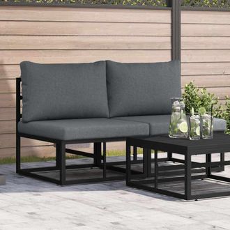vidaXL Muebles De Exterior Con Coj&iacute;n Con Almohada Negro Aluminio
