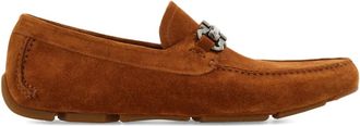 Ferragamo Gancini-buckle loafers - men - CALFSKIN/Calf Suede/Rubber - 11.5EE - Brown