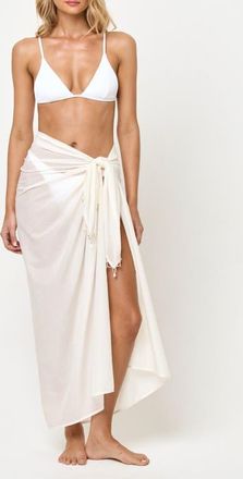 L*Space Mika Seashell Fringe Cotton Cover-Up Sarong in Cream at Nordstrom