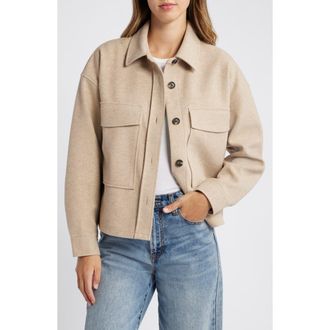 Beach Lunch Lounge Double Face Crop Jacket in Taupe Heather at Nordstrom, Size X-Large