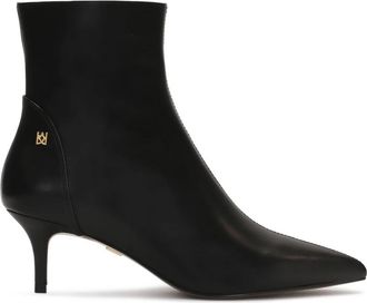 Kazar Leren laarzen met eendenstaart hakken - Dames - Laarzen met Hak - Zwart - 40 EU - Leer - Schoenen
