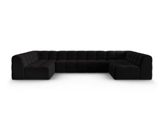 MICADONI Sof&aacute; panor&aacute;mico 7 plazas de terciopelo negro