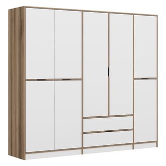 Dmora Guardarropa Grande Sarcedo, Armario Dormitorio 2 Cajones, Perchero, 8 Estantes, 232x208h Cm Blanco