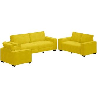 vidaXL Juego De Sof&aacute;s Con Cojines 3 Piezas Terciopelo Amarillo Vidaxl