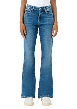 QS by s.Oliver 5-Pocket-Jeans QS, Damen, Gr. 40, L&auml;nge 32, mid blau washed, Denim/Jeans, Obermaterial: 84% Baumwolle, 14% Polyester, 2% Elasthan. Futter: 70% Polyest