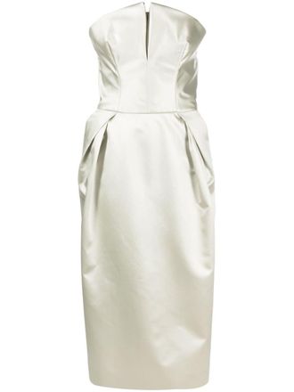 Maison Margiela strapless silk midi dress - women - Acetate/Cotton/Polyamide/Silk/Polyester/Cotton/Polyamide/Spandex/Elastane - 42 - Green