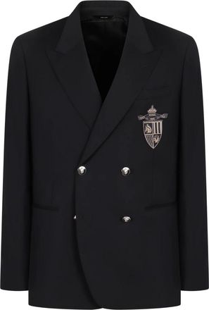 Fendi Wollen Double-Breasted Jas Reverskraag - Heren - Blazers - Blauw - L - Wol - Jassen