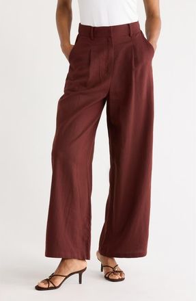 FRNCH Paverdy Woven Linen Blend Pants in Chocolate at Nordstrom Rack, Size X-Small