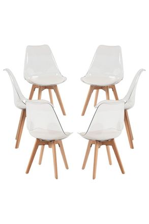 Regalos Miguel Regalos Miguel - Packs Sillas Comedor - Pack 6 Sillas Synk Transparente Asiento - Blanco
