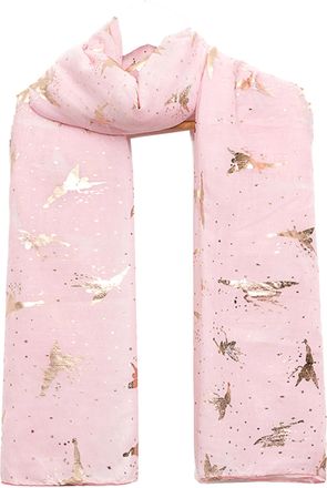World of Shawls New Ladies Womens Glitter Foil Sparkle Print Scarf Scarves (New Glitter Foil Fairy Pink)