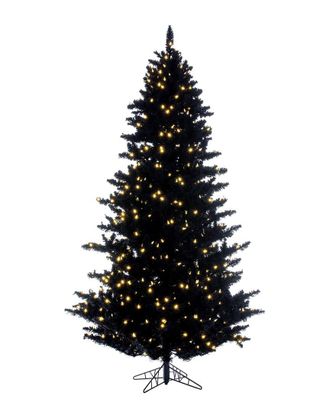 Vickerman 7.5Ft Flocked Black Fir Christmas Tree, Dura-Lit Warm White Led Mini Lights