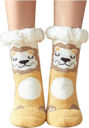Generic Christmas Gifts For Women Funny Xmas Fuzzy Warm Cartoon Bed Socks Ladies Soft Cozy Winter Slipper Chic Chirstmas Stocking For Xmas Fillers Gifts (Yell