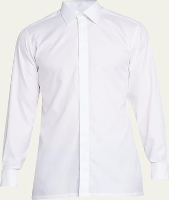 Charvet Mens Slim Fit Covered Placket Dress Shirt