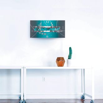 Artland Wanduhr »Silber abstrakt auf petrol« 3D Optik gebogen, mit Quarz- oder Funkuhrwerk, versch. Grössen