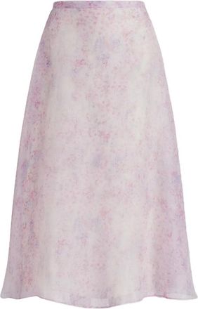 Alberta Ferretti Pastel Floral Print Midi Skirt in Sheer Organza