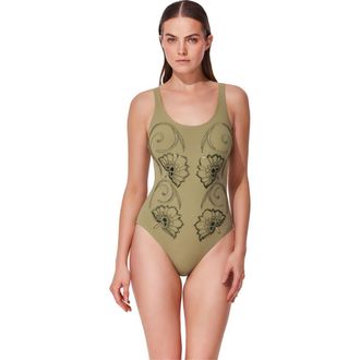 Gottex Hokkaido Scoop Neck One Piece in Light-Olive at Nordstrom, Size 16