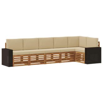 vidaXL Conjunto De Sof&aacute; Seccional Con Coj&iacute;n 6 Pcs Natural Y Beige Vidaxl