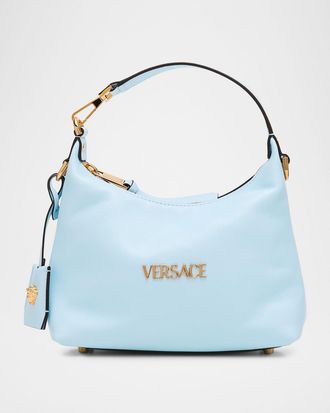 Versace Tag Zip Leather Crossbody Bag