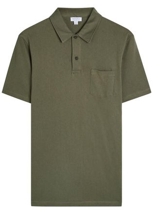 Sunspel Cotton Polo Shirt - Khaki - Xxl