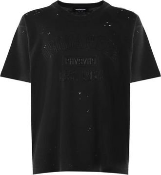 Dsquared2 Stijlvol zwart T-shirt met logo detail - Heren - T-shirts - Zwart - M - Katoen - Tops
