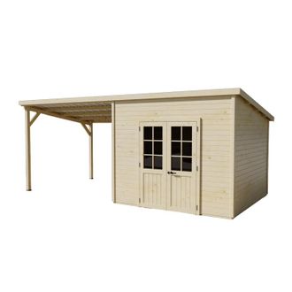 Foresta Caseta De Jard&iacute;n De Madera 280x280 Cm Con Le&ntilde;era - Espesor De Pared 28 Mm - Techo De Acero Galvanizado - Ventanas De Cristal - Lax3030.02b Foresta
