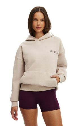 Cotton On Womens Active Plush Premium Graphic Hoodie in Sesame Marle Bw Club at Nordstrom, Size Xx-Small