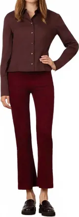Avenue Montaigne Leo Cropped Flare Pant In Burgundy
