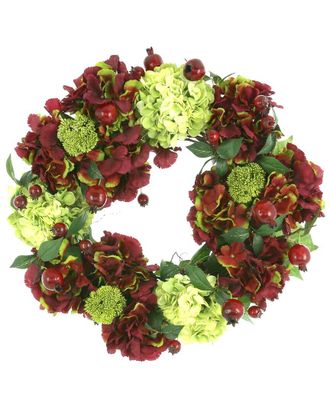 Creative Displays Inc. 23In Burgundy Hydrangea, Sedum And Pomegranate Fall Wreath