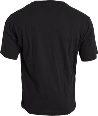 Dolce & Gabbana Black Printed Pocket Cotton Crewneck Mens T-shirt