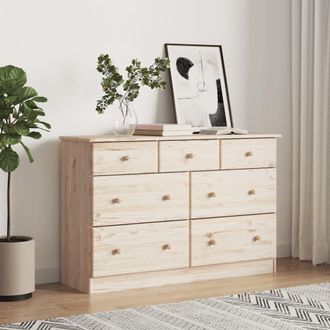 vidaXL C&oacute;moda Cajonera Alta Madera Maciza Pino 112x35x73 Cm Vidaxl