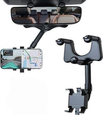 OEM Soporte Giratorio De 360&deg; Para Tel&eacute;fono M&oacute;vil De Coche, Se Fija Al Espejo Retrovisor - Sujeci&oacute;n Estable Incluso En Carreteras Irregulares - Ajuste Tel